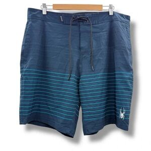 Spyder Swim Navy Blue Striped Swim Trunks Sz XXL Surf Sand Sun Beach Vacation